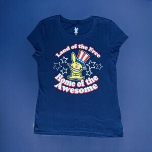 Jim Benton y2k bunny rabbit land of the free home of the awesome graphic t shirt
